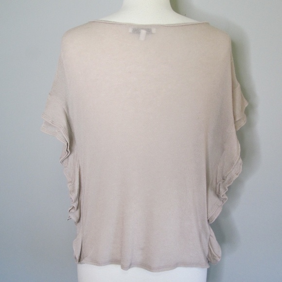 IRO Women's DALIA RUFFLED Sides TEE Blouse Beige Size M - Picture 4 of 9